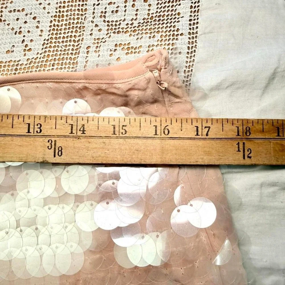 H&M‎ blush pink sequin mesh mini skirt size L